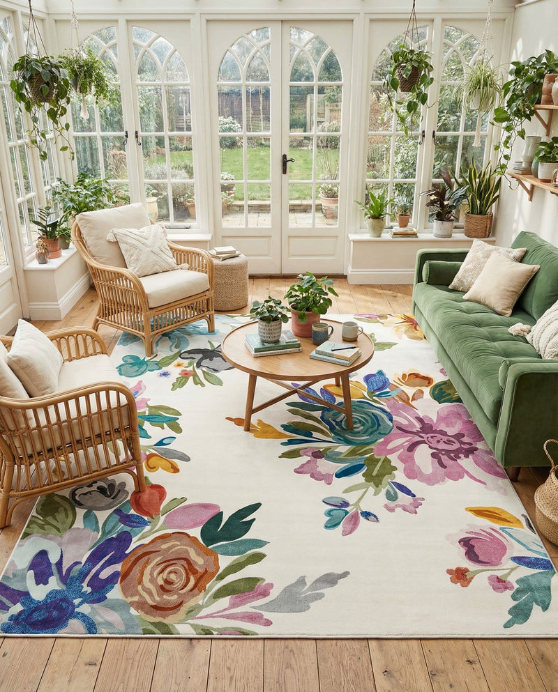 Meadow Breeze Collection Area Rug - Wildflower Rectangle Ivory  lifestyle 19