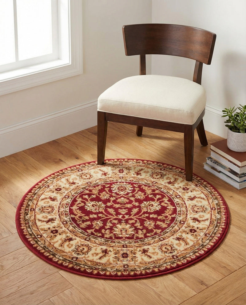Jaipur Elegance Collection Area Rug -  Nahargarh (Red) Round Red  lifestyle 39