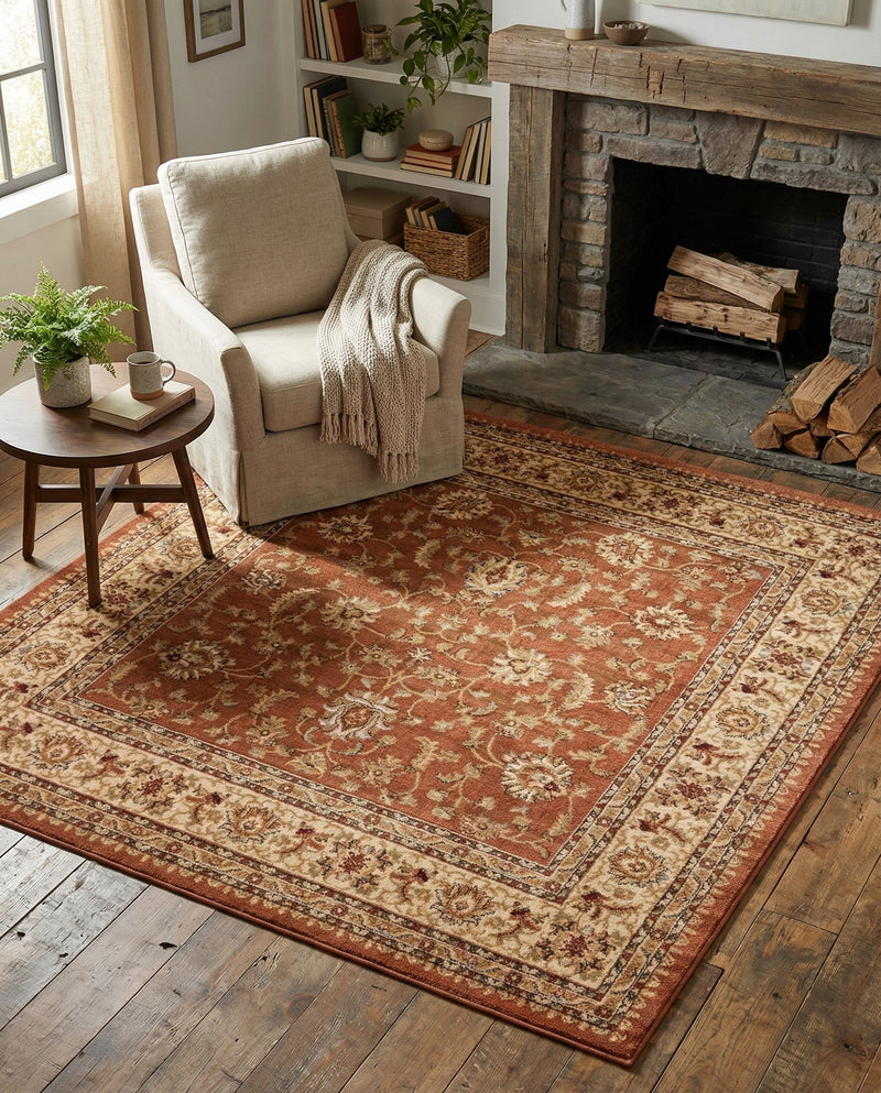 Jaipur Elegance Collection Area Rug -  Nahargarh (Brick Red Light Rose) Square Brick Red Light Rose  lifestyle 56