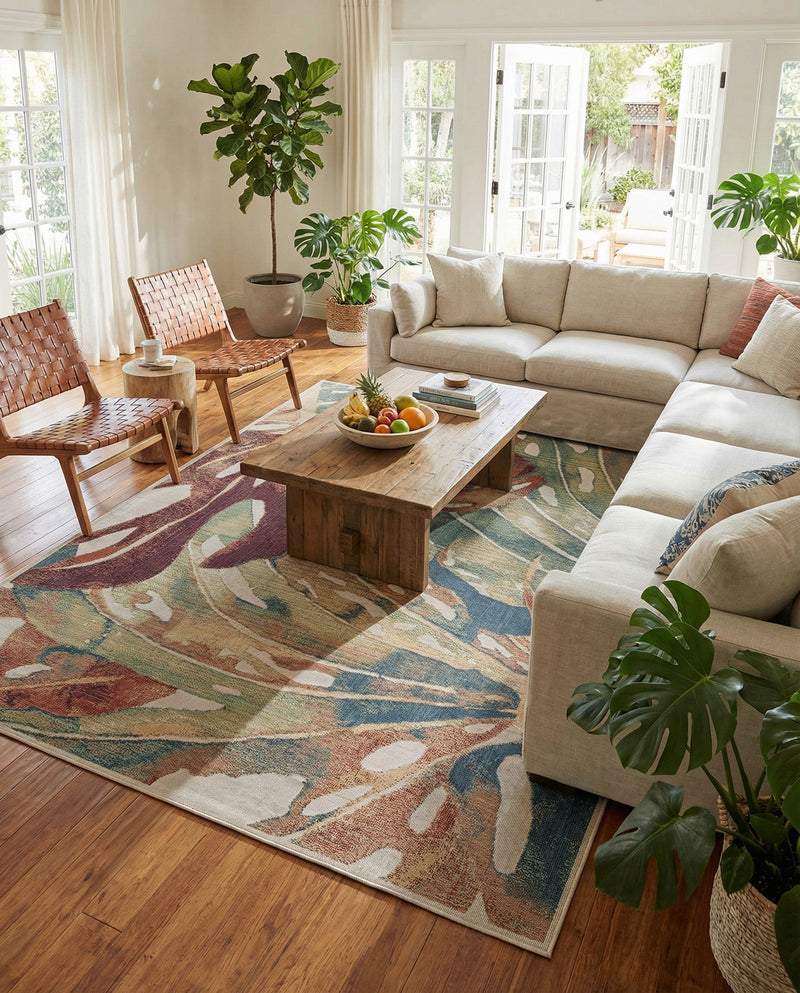 Coastal Terrace Collection Area Rug -  Wavecrest Rectangle Multi  lifestyle 10