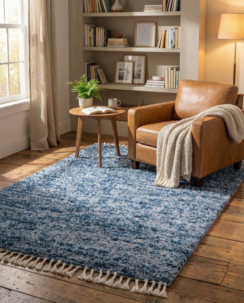 Cozy Cove Shag Collection Area Rug -  Harbor Rectangle Blue  lifestyle 36