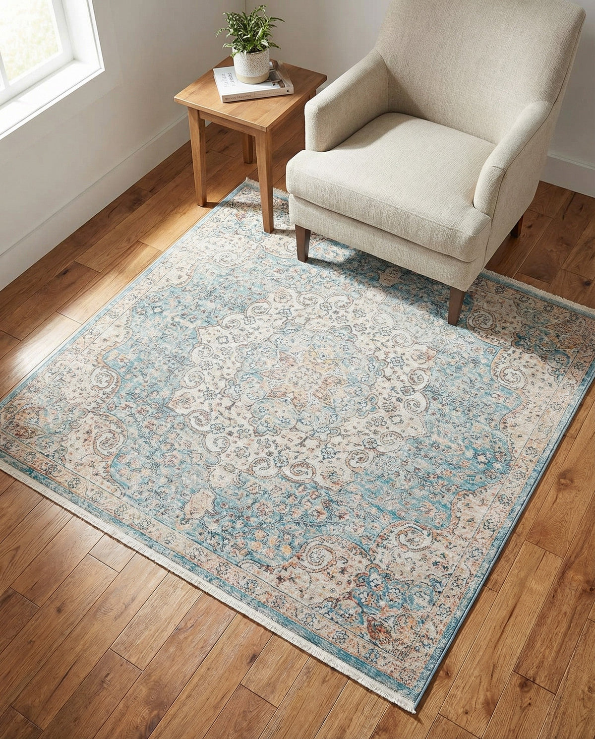 Coastal Haven Collection Area Rug - Seabreeze (Blue) Square Blue  lifestyle 107