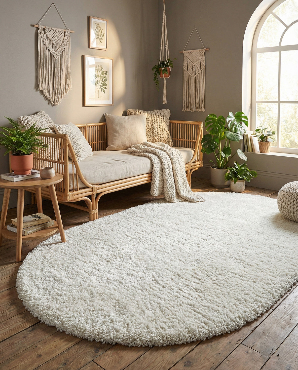 Alpine Plush Collection Area Rug -  Cortina (White) Oval White  lifestyle 84