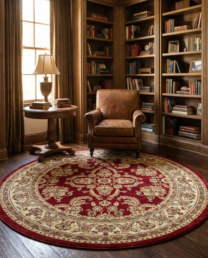 Jaipur Elegance Collection Area Rug -  Jantar Round Red  lifestyle 41
