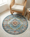 Savannah Soiree Collection Area Rug - Serengeti (Blue) Round Blue  lifestyle 75