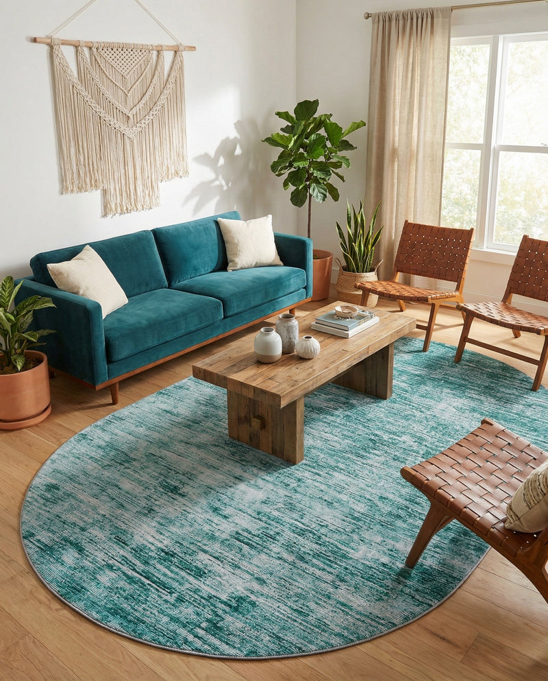 Sahara Essence Collection Area Rug - Oasis (Teal) Oval Teal  lifestyle 78
