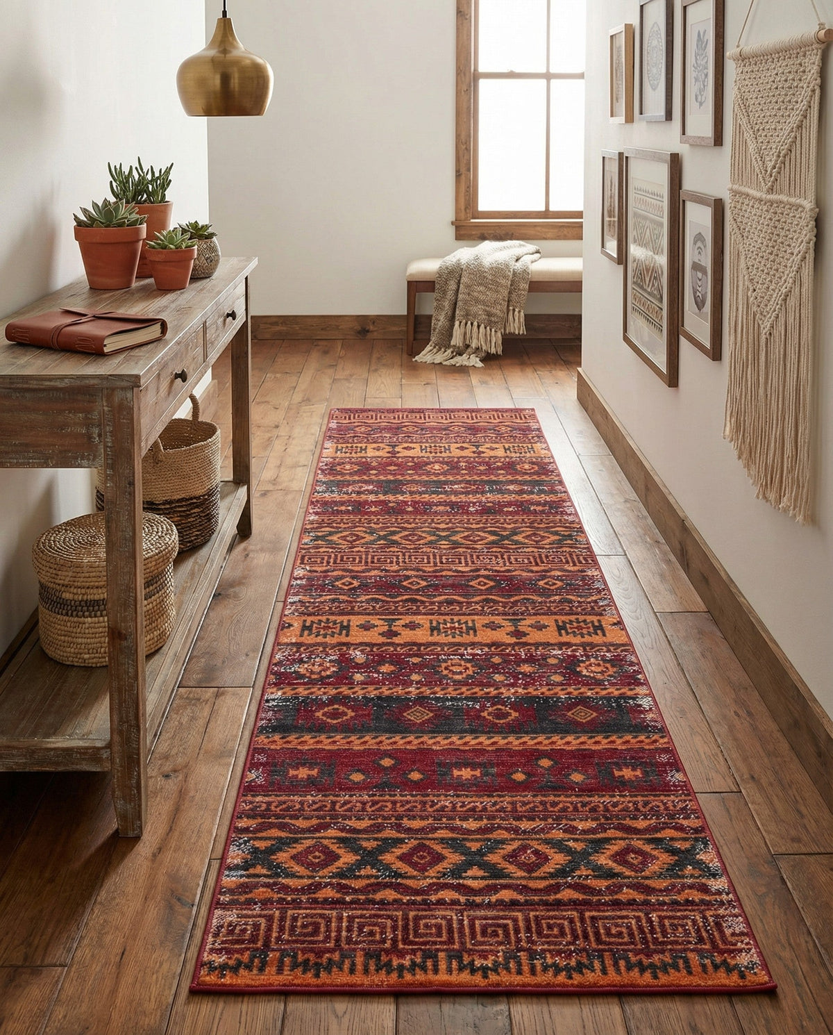 Geneva Terrace Collection Area Rug - Montreux Runner Rust Red  lifestyle 156