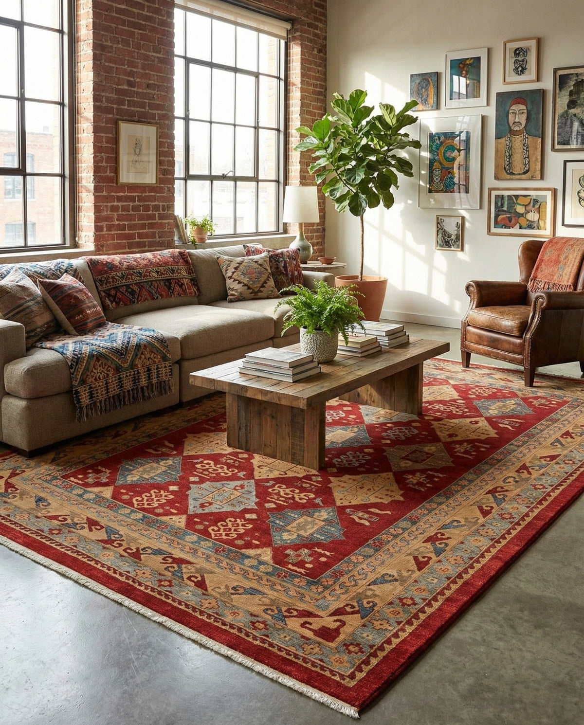 Persian Elegance Collection Area Rug -  Tabriz Rectangle Red  lifestyle 14