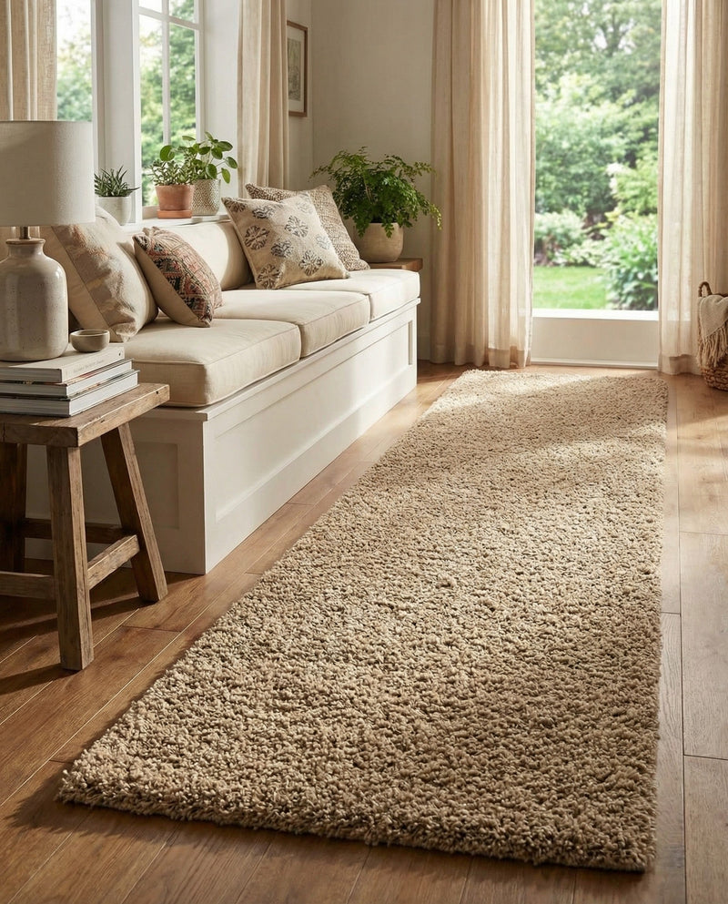 Plush Oasis Collection Area Rug - Serenity (Sandy Brown) Runner Sandy Brown  lifestyle 75