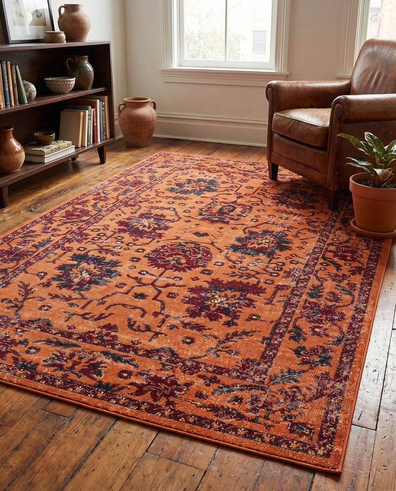 Geneva Terrace Collection Area Rug -  Lausanne Rectangle Orange  lifestyle 13