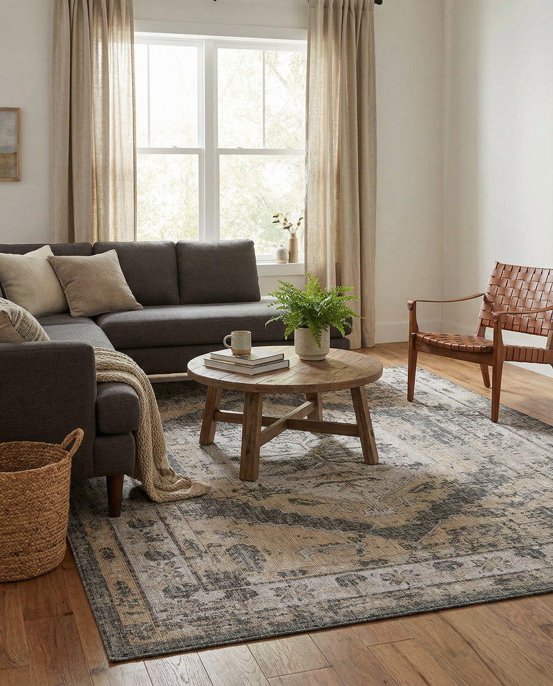 Patio Heritage Collection Area Rug -  Augusta (Charcoal) Rectangle Charcoal  lifestyle 27