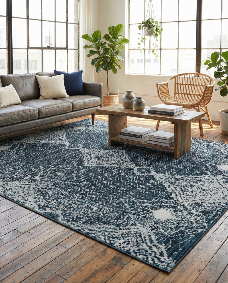 Aegean Elegance Washables Collection Area Rug -  Naxos Rectangle Navy Blue  lifestyle 27