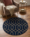 Hollywood Luxe Collection Area Rug - Sunset (Navy Blue Gold) Round Navy Blue Gold  lifestyle 54