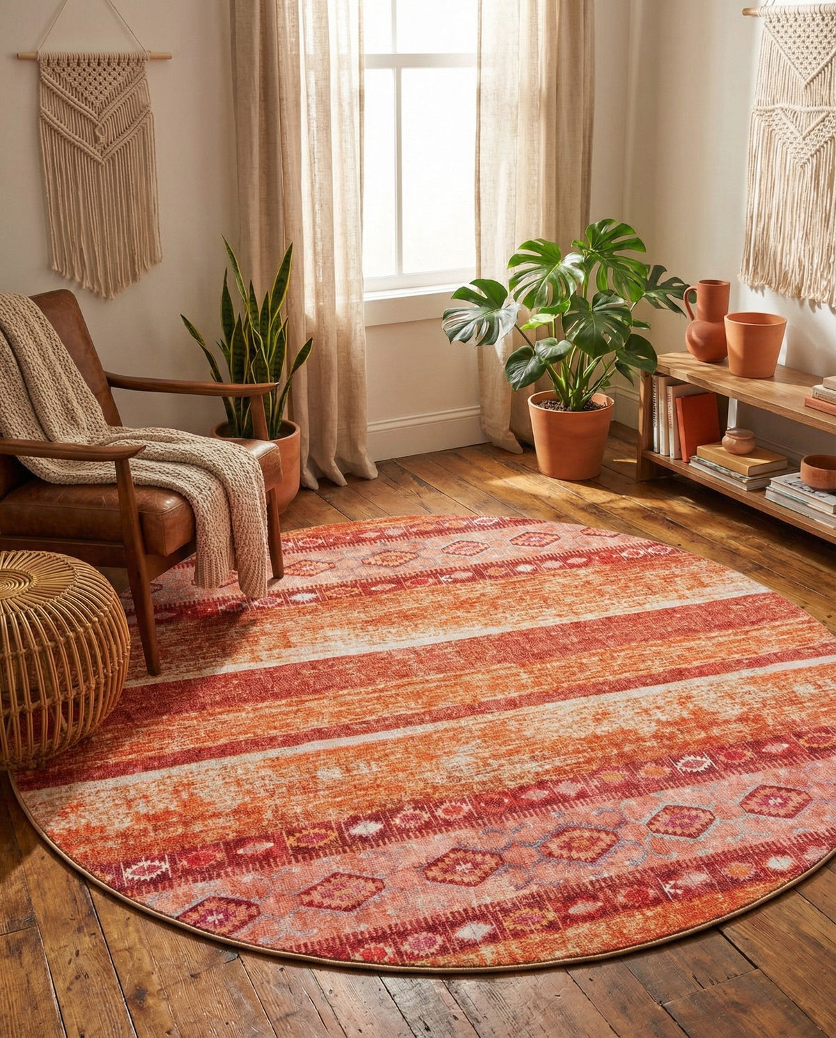 Heritage Elegance Collection Area Rug -  Edinburgh Round Rust Red  lifestyle 119