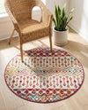 Mediterranean Lattice Collection Area Rug -  Casablanca (Ivory Multi) Round Ivory Multi  lifestyle 52
