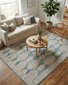 Seville Stripes Collection Area Rug -  Granada (Blue) Rectangle Blue  lifestyle 7
