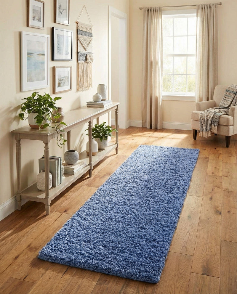 Plush Oasis Collection Area Rug - Serenity (Periwinkle Blue) Runner Periwinkle Blue  lifestyle 55