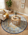 Savannah Series Collection Area Rug - Charleston (Sky blue) Round Sky blue  lifestyle 64
