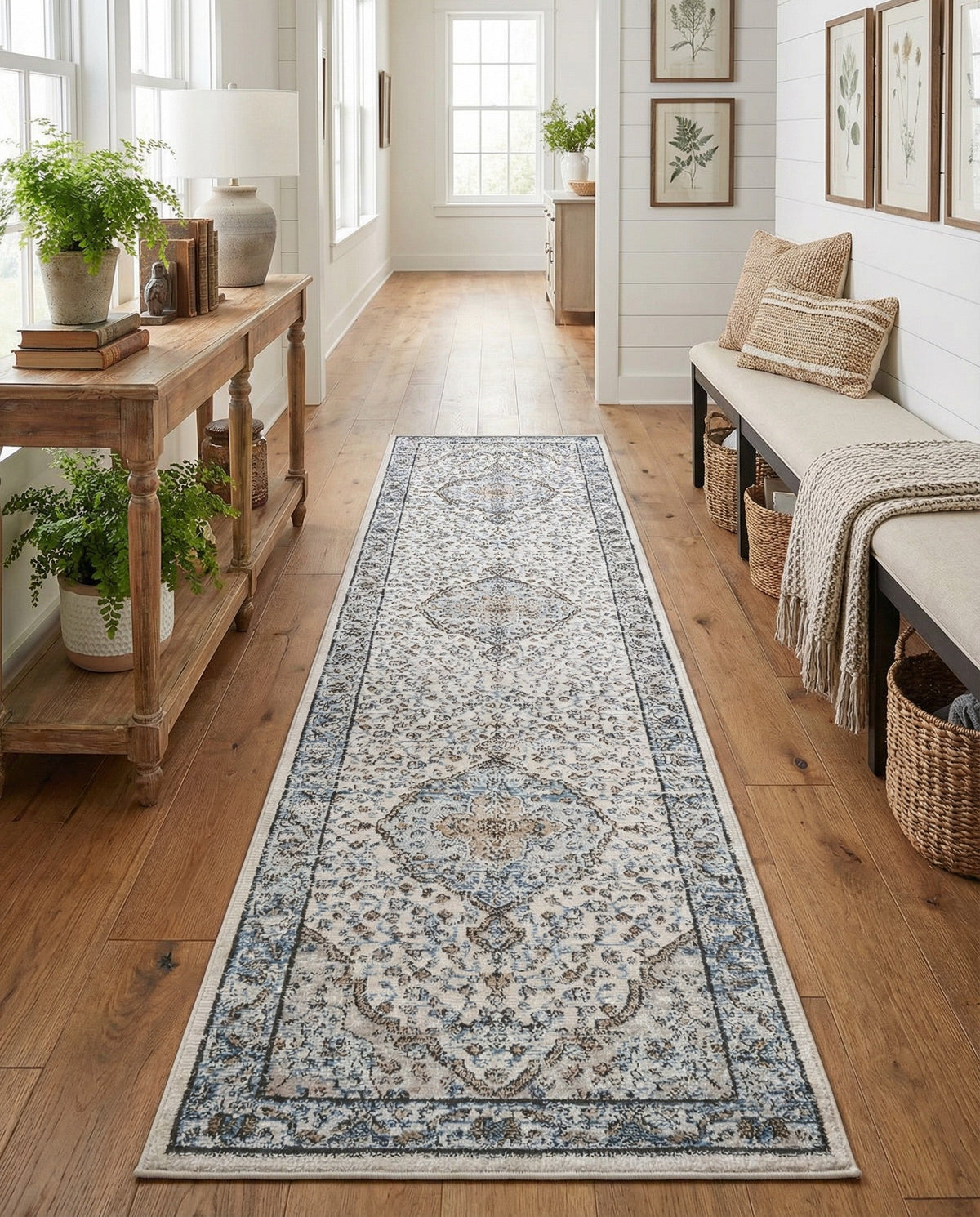 Mykonos Manor Collection Area Rug - Delos Runner Blue  lifestyle 154