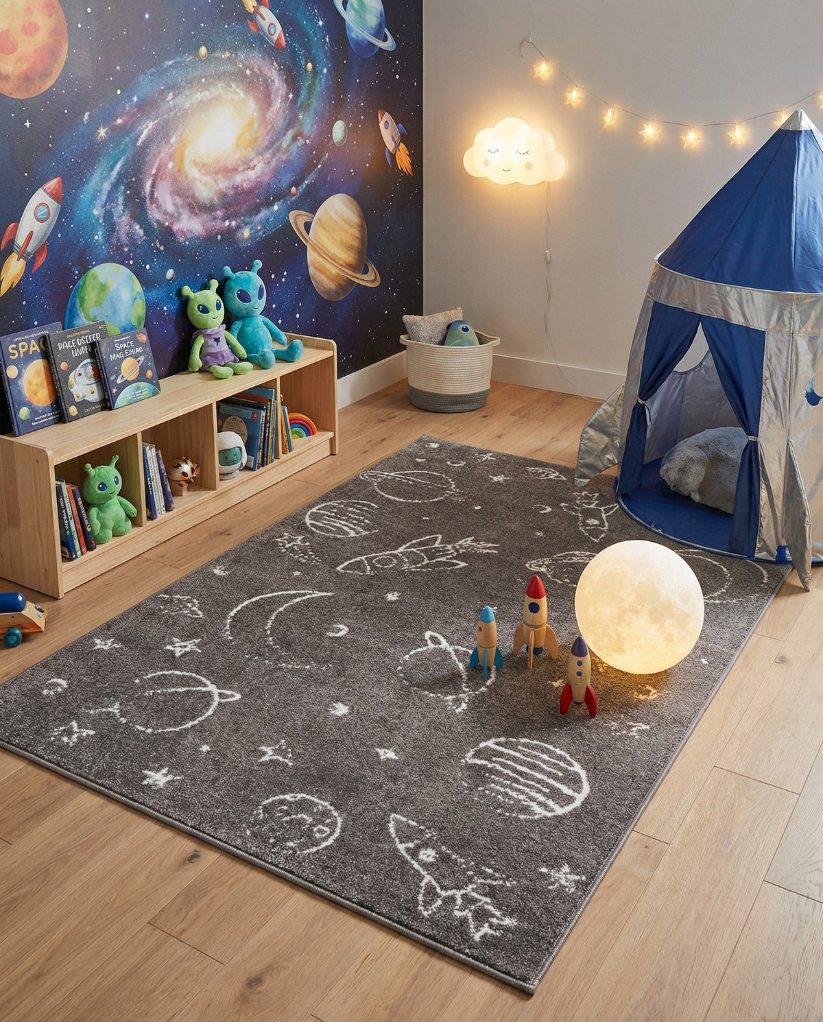 Wonder Tykes Collection Area Rug -  Jigsaw Rectangle Gray  lifestyle 7