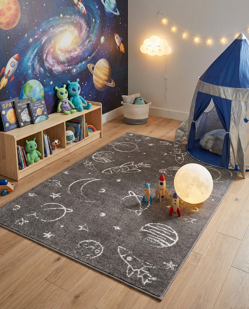 Wonder Tykes Collection Area Rug -  Jigsaw Rectangle Gray  lifestyle 7