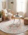 Parisian Elegance Collection Area Rug - Versailles (Rose Pink) Round Rose Pink  lifestyle 61