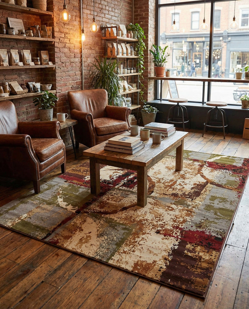 Bistro Lounge Collection Area Rug -  FlatWhite Rectangle Multi  lifestyle 33