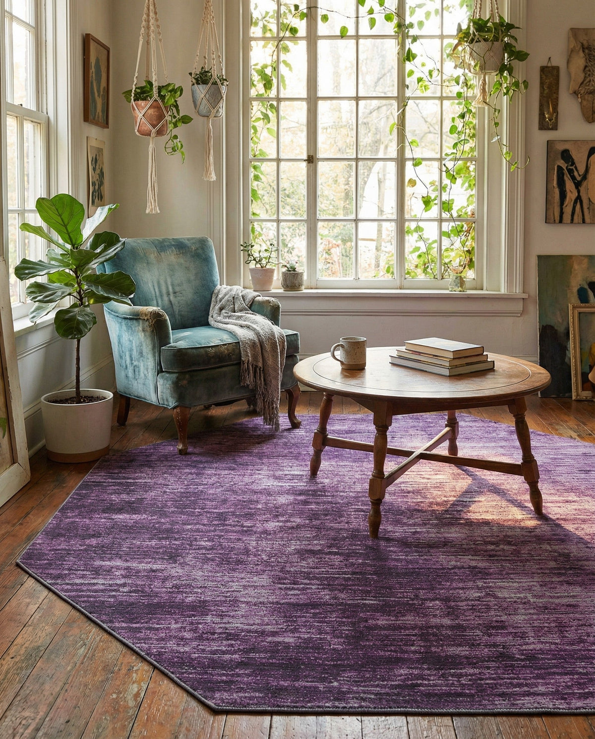 Sahara Essence Collection Area Rug - Oasis (Purple) Octagon Purple  lifestyle 89