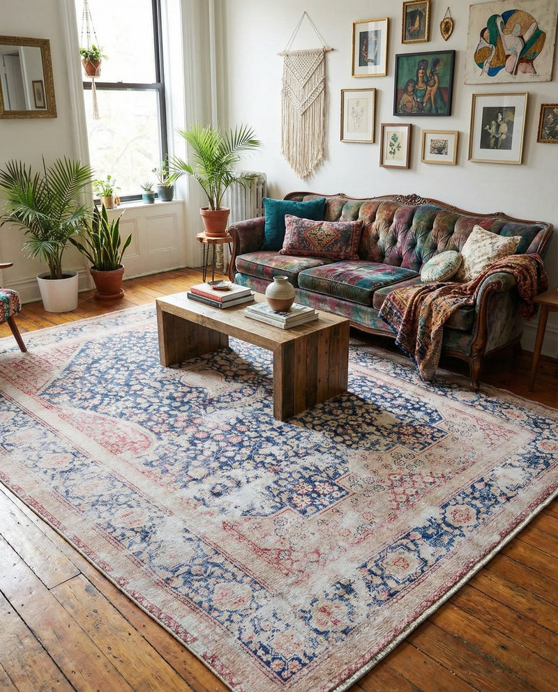 Bazaar Chic Collection Area Rug -  Rabat Rectangle Navy Blue  lifestyle 22