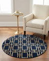 Hollywood Luxe Collection Area Rug -  Beverly (Navy Blue Gold) Round Navy Blue Gold  lifestyle 32