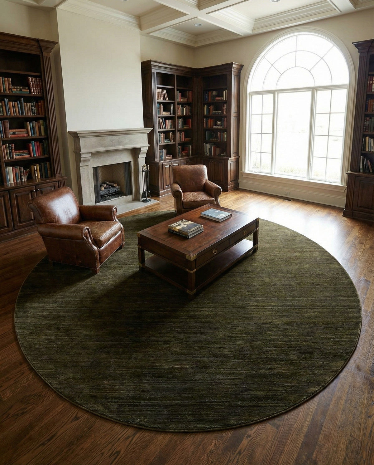 Bloomsbury Elegance Collection Area Rug -  Kensington (Green) Round Green  lifestyle 81