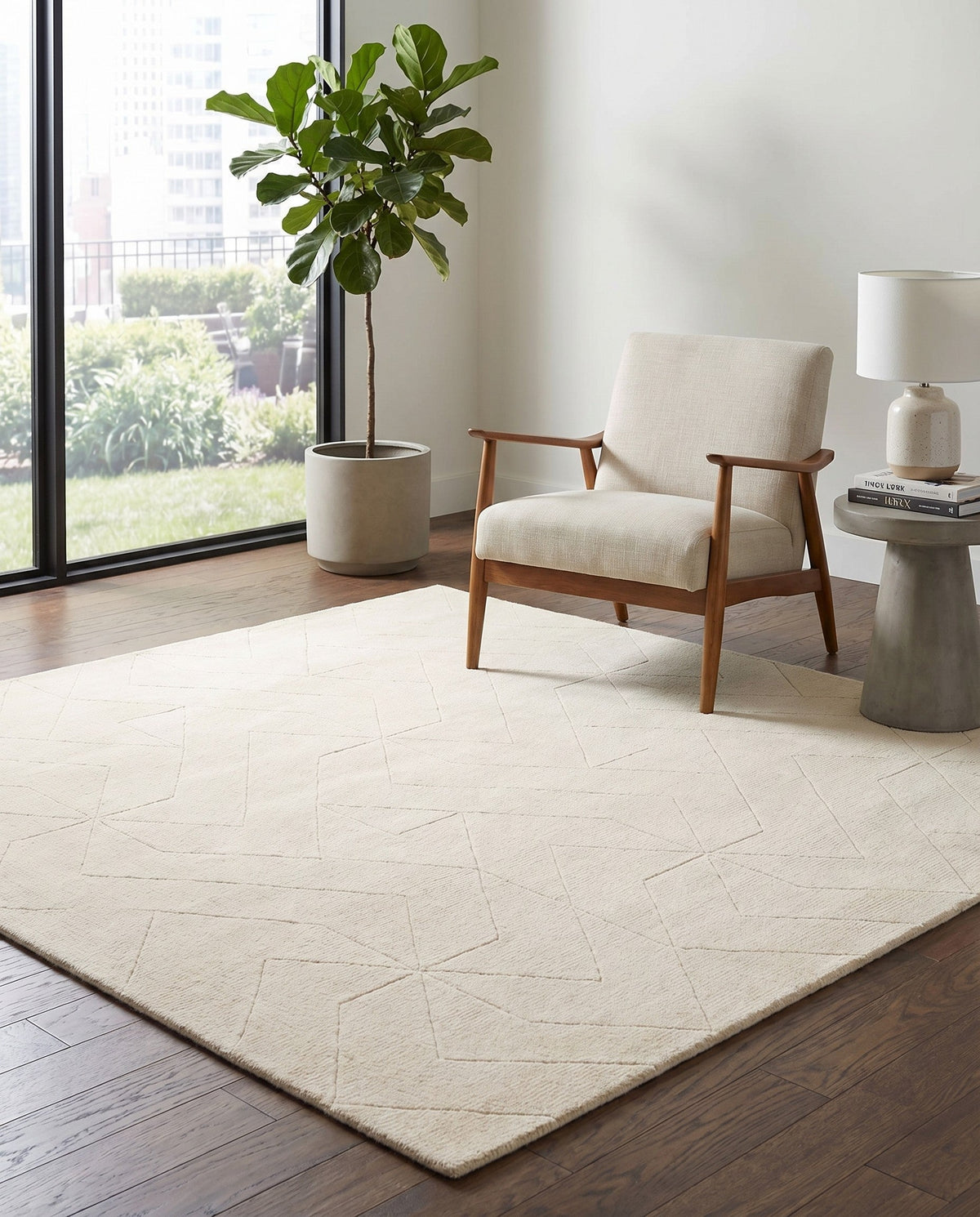 Nordic Loom Geometric Collection Area Rug - Oslo Square Pearl Ivory  lifestyle 178