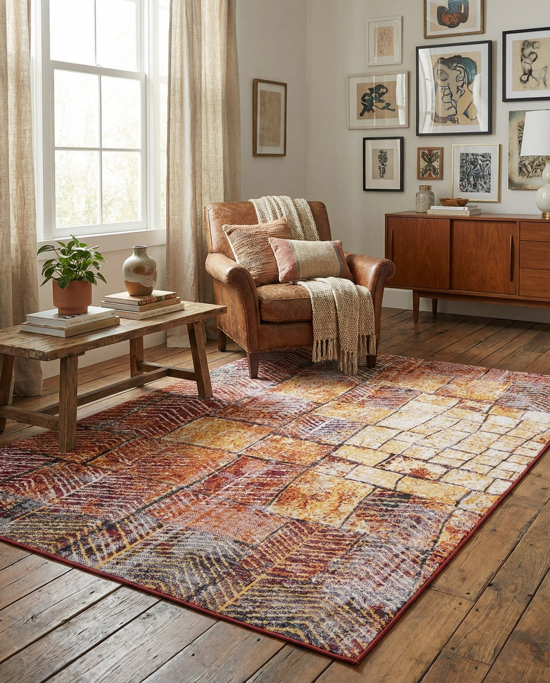Seville Elegance Collection Area Rug - Cordoba Rectangle Rust Red  lifestyle 26