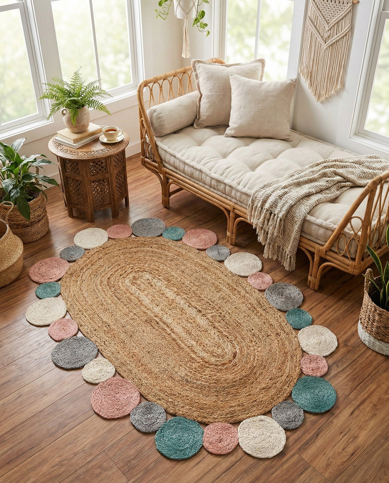 Woven Seaside Jute Collection Area Rug - Sienna Oval Multi  lifestyle 63