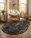 Riviera Elegance Collection Area Rug - Antibes (Black) Oval Black  lifestyle 55