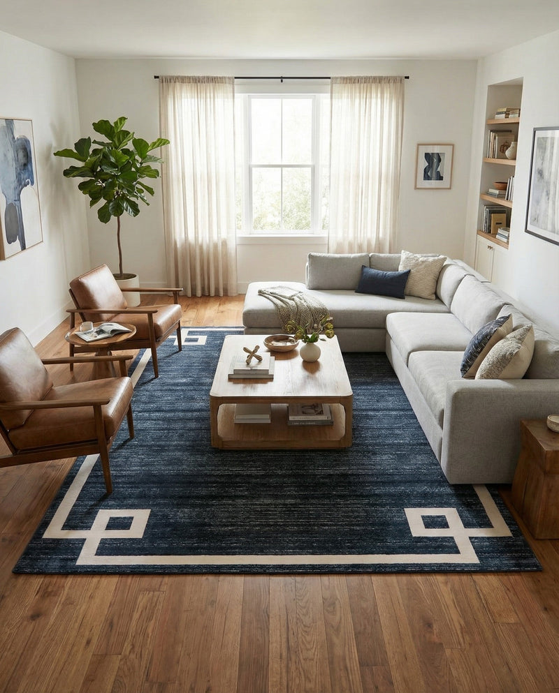 Metro Heights Collection Area Rug -  Bronx Rectangle Navy Blue  lifestyle 18