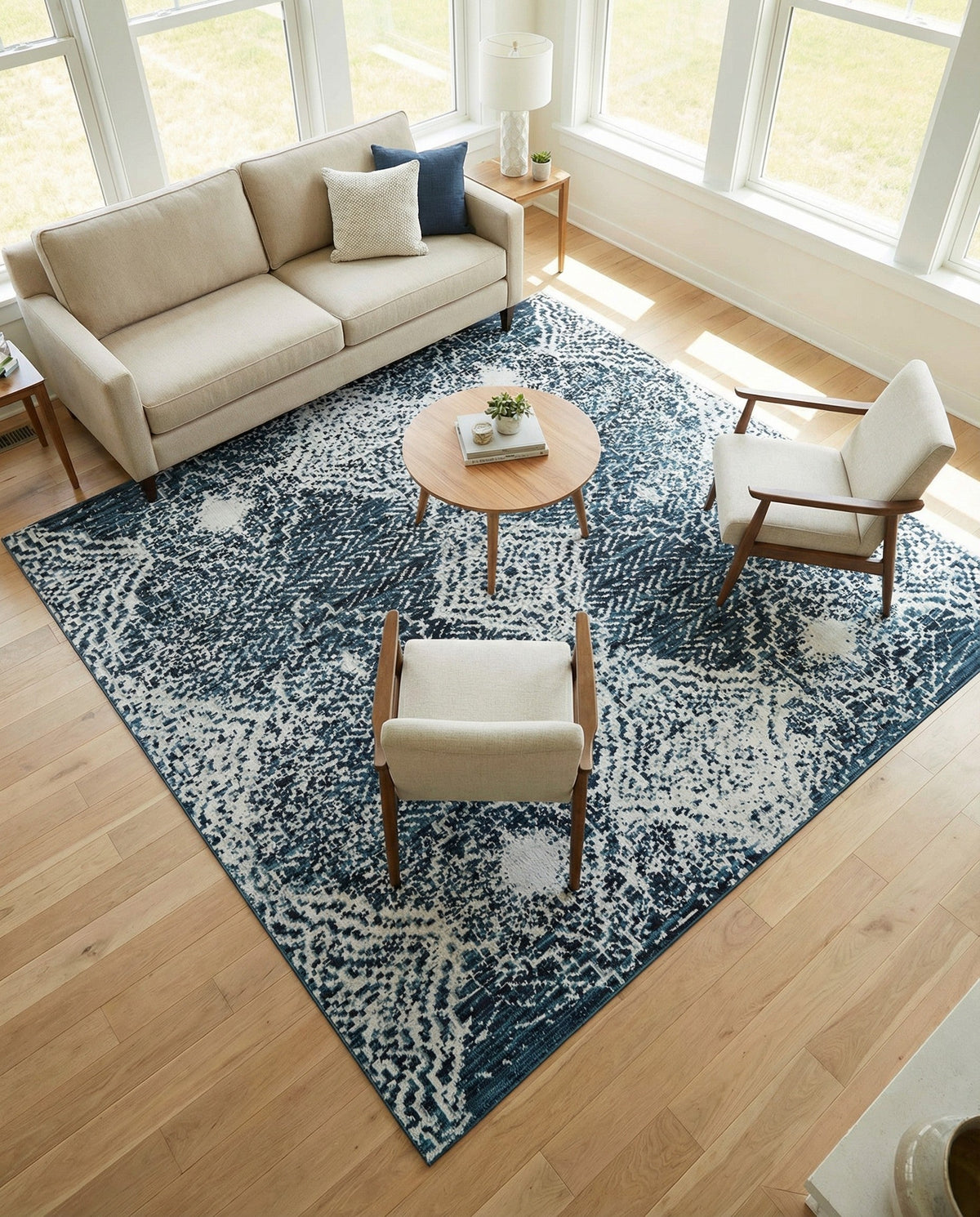 Aegean Elegance Washables Collection Area Rug -  Naxos Square Navy Blue  lifestyle 115