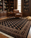 Samarkand Elegance Collection Area Rug -  Margilan (Black) Rectangle Black  lifestyle 13