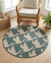 Seaside Haven Rugs Collection Area Rug -  Pelican Round Stone Blue  lifestyle 67