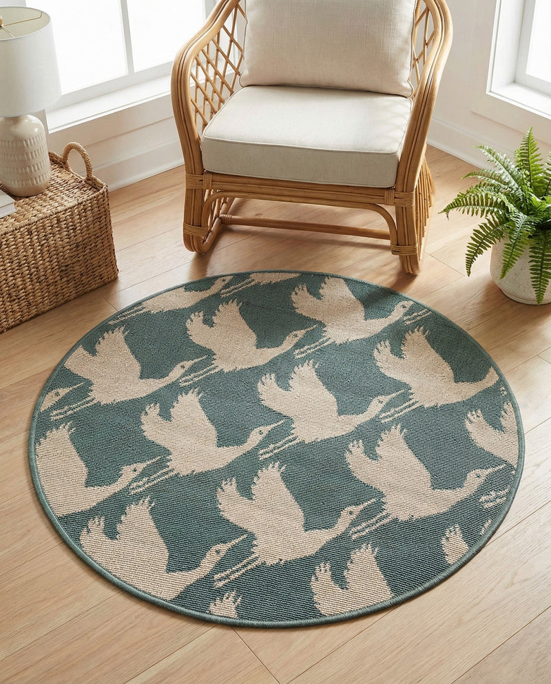 Seaside Haven Rugs Collection Area Rug -  Pelican Round Stone Blue  lifestyle 67