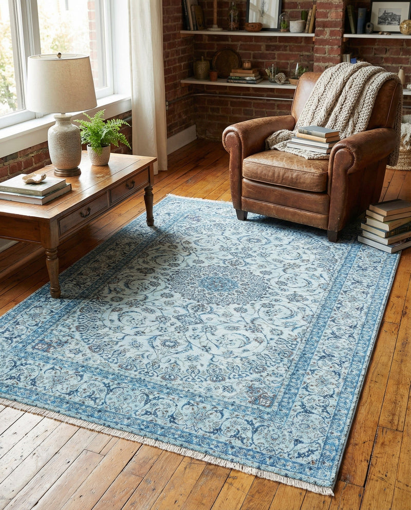 Bazaar Chic Collection Area Rug -  El Jadida Rectangle Blue  lifestyle 6