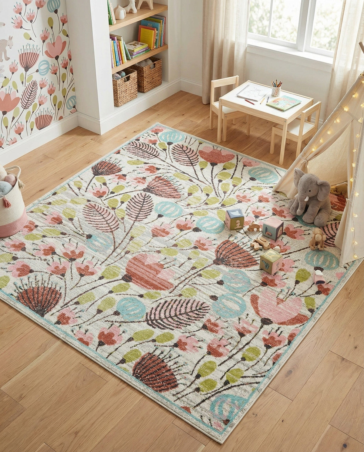 Wonder Tykes Collection Area Rug -  Fantasy Square Ivory  lifestyle 125