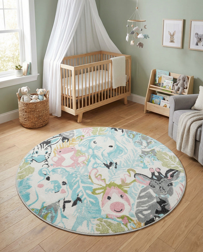 Wonder Tykes Collection Area Rug -  Splash Round Multi  lifestyle 47