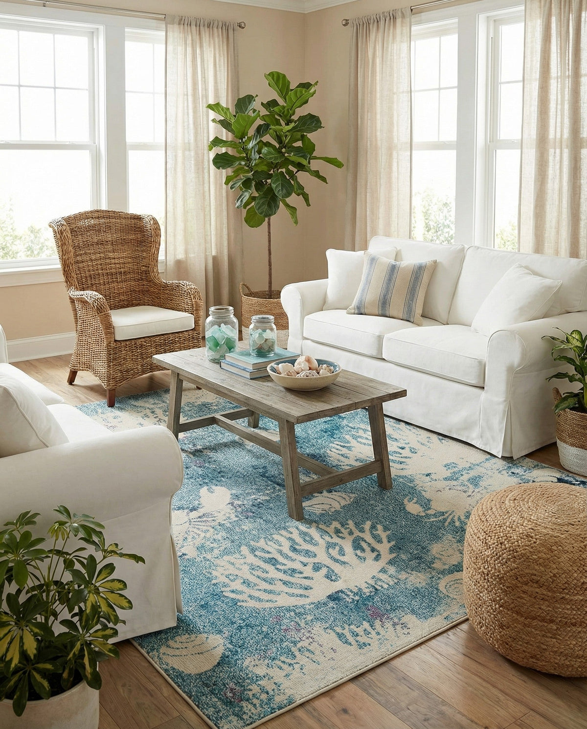 Sorrento Shores Collection Area Rug -  Vico Square Light Blue  lifestyle 119