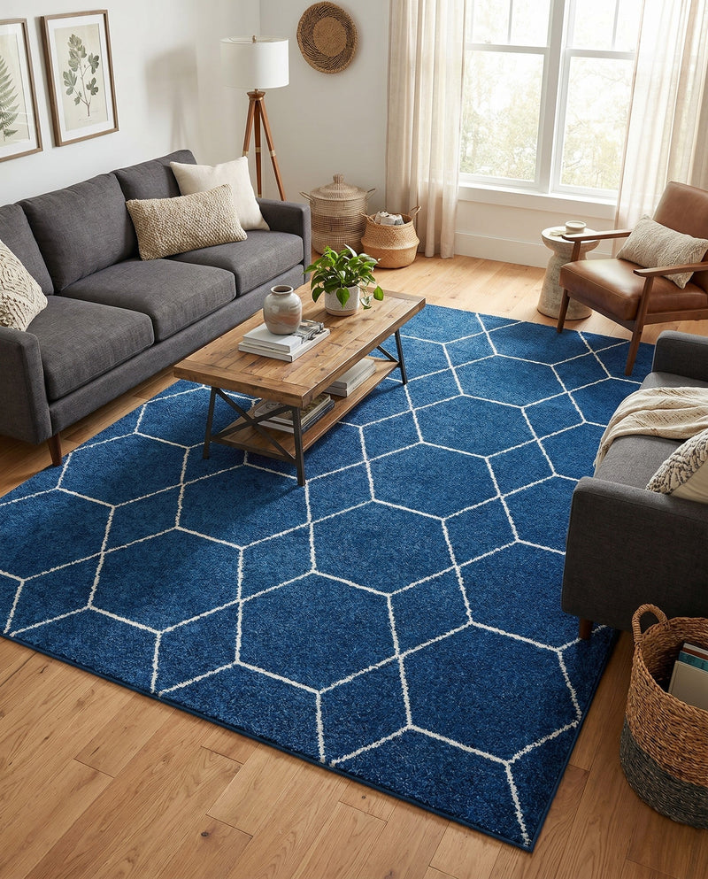 Trellis Mosaic Collection Area Rug - Arborville (Navy Blue) Rectangle Navy Blue  lifestyle 26