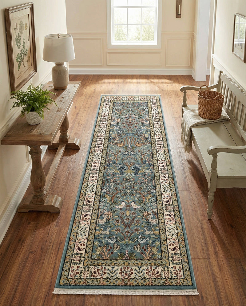 Persian Elegance Collection Area Rug -  Kerman (Blue) Runner Blue  lifestyle 35
