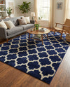 Lattice Gardens Collection Area Rug -  Bloomfield (Dark Blue) Rectangle Dark Blue  lifestyle 20