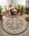 Savannah Elegance Collection Area Rug - Augusta (Brown) Round Brown  lifestyle 69