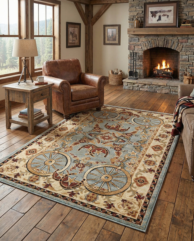 Frontier Trails Collection Area Rug -  Onyx Rectangle Blue  lifestyle 32