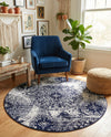 Riviera Elegance Collection Area Rug -  Monaco (Navy Blue) Round Navy Blue  lifestyle 64